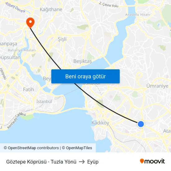Göztepe Köprüsü - Tuzla Yönü to Eyüp map