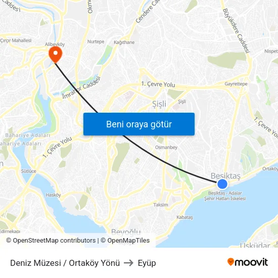 Deniz Müzesi / Ortaköy Yönü to Eyüp map