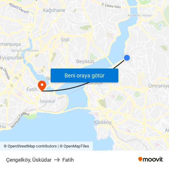 Çengelköy, Üsküdar to Fatih map