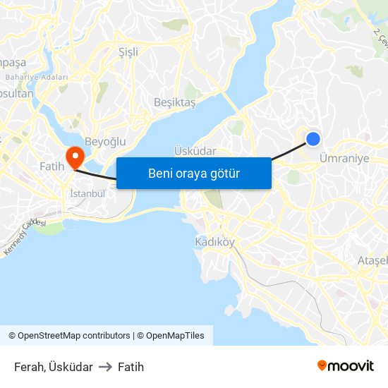 Ferah, Üsküdar to Fatih map