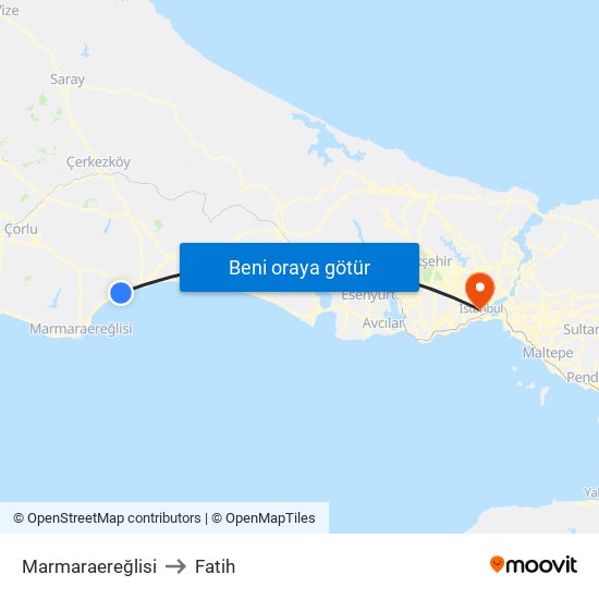 Marmaraereğlisi to Fatih map