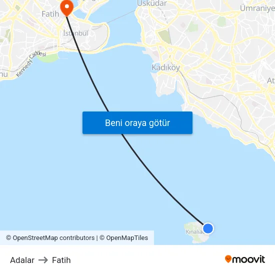 Adalar to Fatih map
