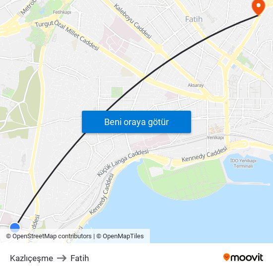 Kazlıçeşme to Fatih map