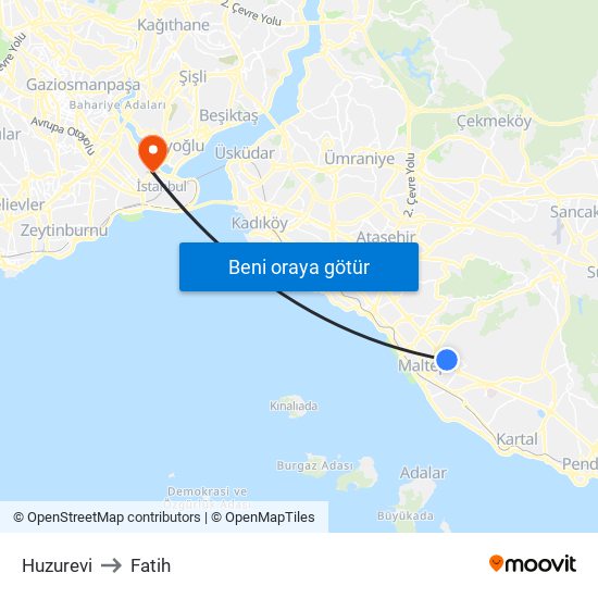 Huzurevi to Fatih map