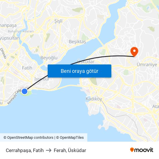 Cerrahpaşa, Fatih to Ferah, Üsküdar map