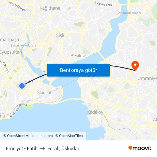 Emniyet - Fatih to Ferah, Üsküdar map