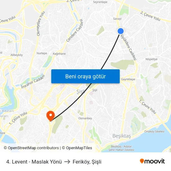 4. Levent - Maslak Yönü to Feriköy, Şişli map