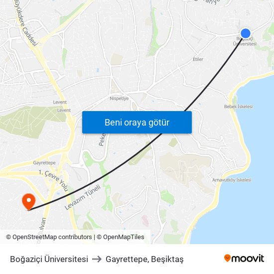 Boğaziçi Üniversitesi to Gayrettepe, Beşiktaş map