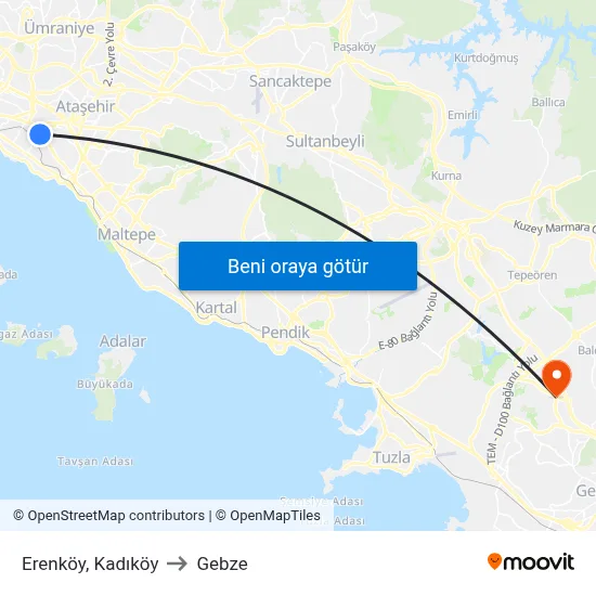 Erenköy, Kadıköy to Gebze map