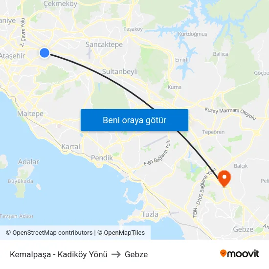 Kemalpaşa - Kadiköy Yönü to Gebze map