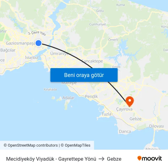 Mecidiyeköy Viyadük - Gayrettepe Yönü to Gebze map
