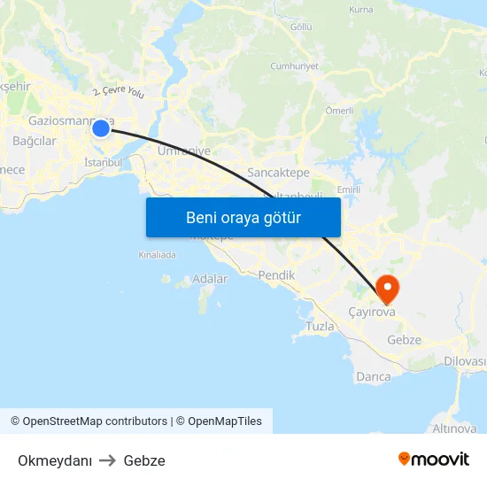Okmeydanı to Gebze map