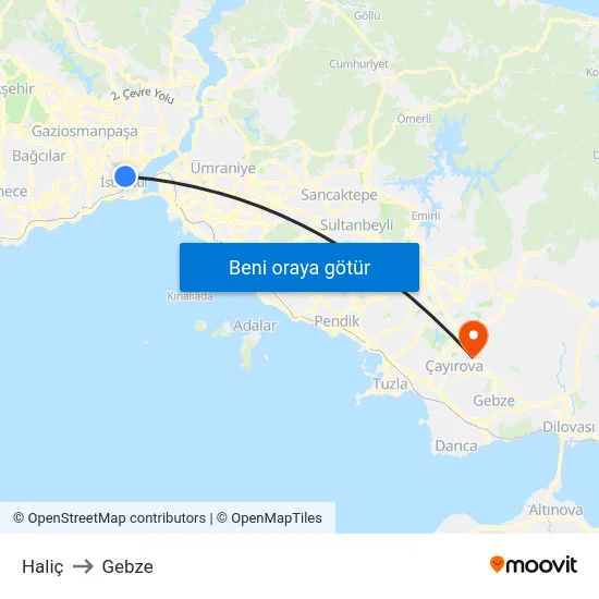 Haliç to Gebze map