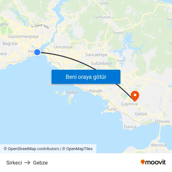 Sirkeci to Gebze map