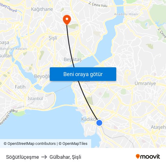 Söğütlüçeşme to Gülbahar, Şişli map