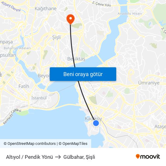 Altıyol / Pendik Yönü to Gülbahar, Şişli map