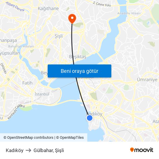 Kadıköy to Gülbahar, Şişli map