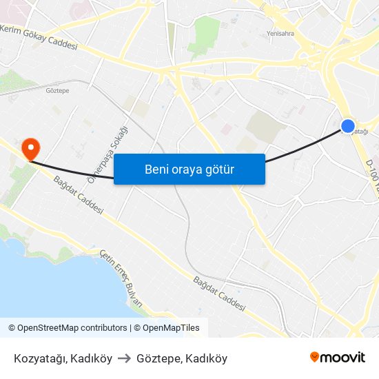 Kozyatağı, Kadıköy to Göztepe, Kadıköy map