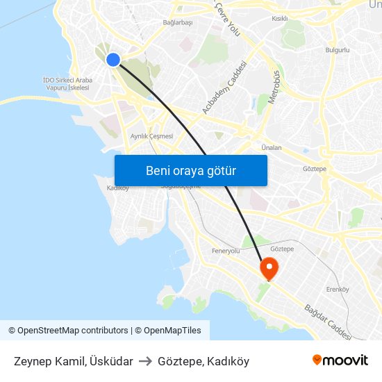 Zeynep Kamil, Üsküdar to Göztepe, Kadıköy map