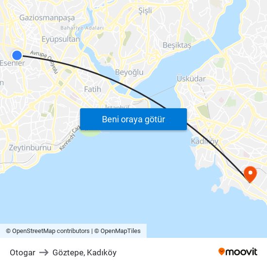 Otogar to Göztepe, Kadıköy map