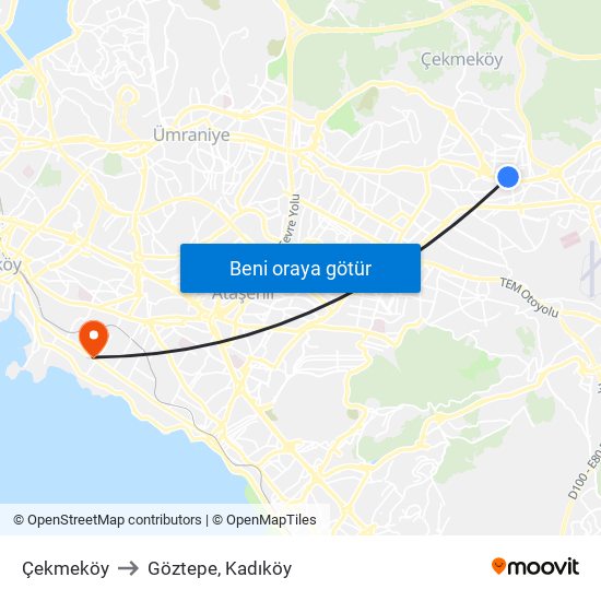 Çekmeköy to Göztepe, Kadıköy map