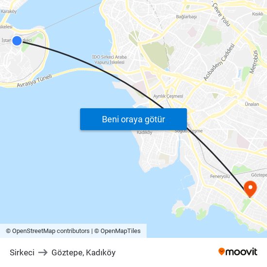 Sirkeci to Göztepe, Kadıköy map