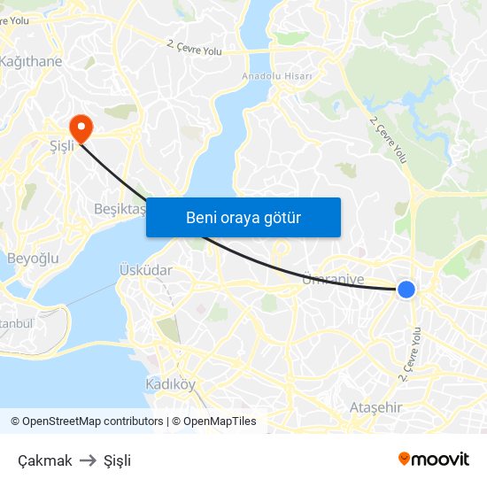 Çakmak to Şişli map