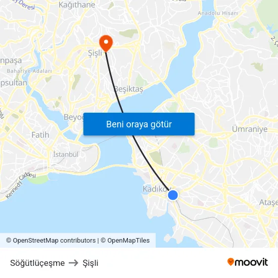 Söğütlüçeşme to Şişli map