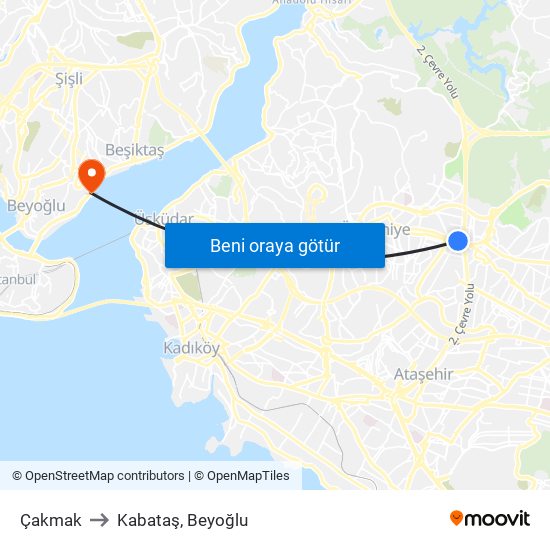 Çakmak to Kabataş, Beyoğlu map
