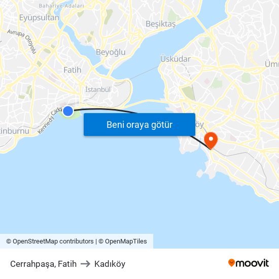 Cerrahpaşa, Fatih to Kadıköy map