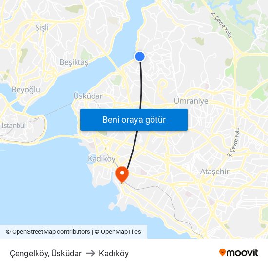Çengelköy, Üsküdar to Kadıköy map