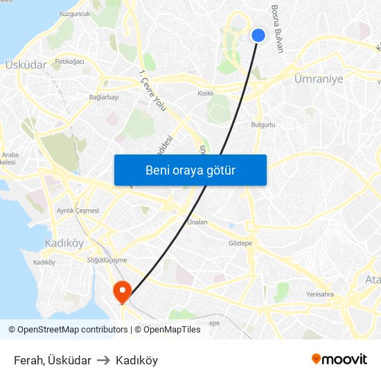 Ferah, Üsküdar to Kadıköy map