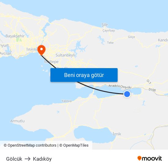 Gölcük to Kadıköy map