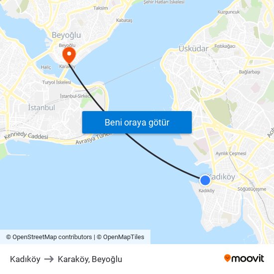 Kadıköy to Karaköy, Beyoğlu map