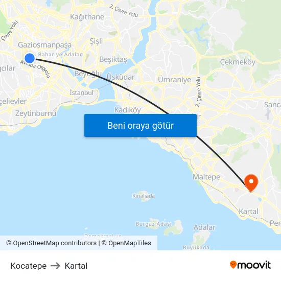 Kocatepe to Kartal map