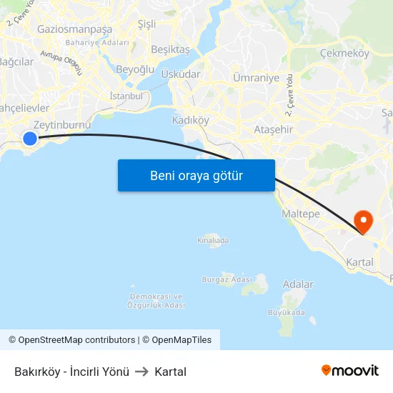 Bakırköy - İncirli Yönü to Kartal map