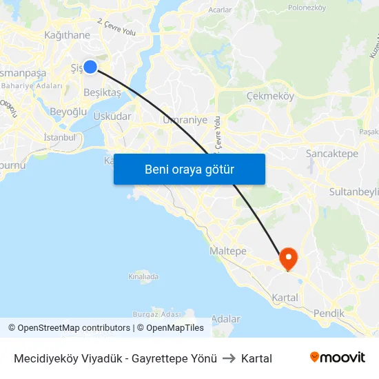 Mecidiyeköy Viyadük - Gayrettepe Yönü to Kartal map