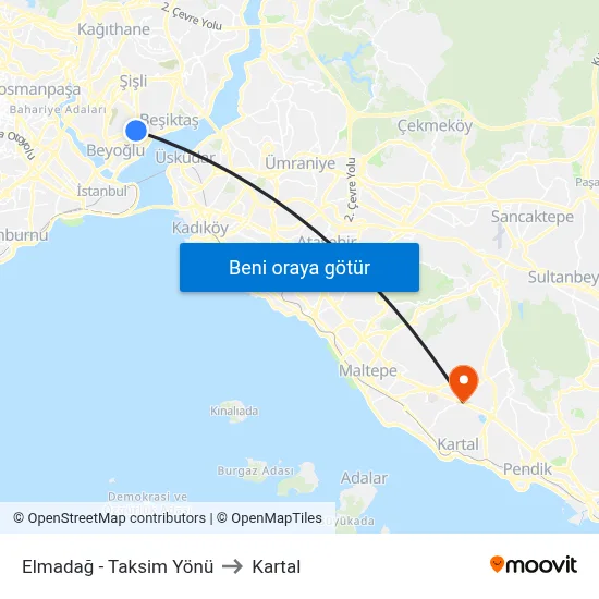 Elmadağ - Taksim Yönü to Kartal map