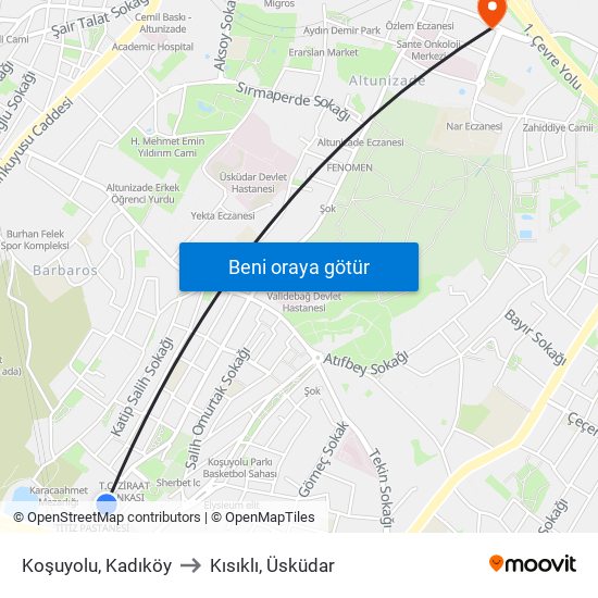 Koşuyolu, Kadıköy to Kısıklı, Üsküdar map