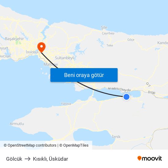 Gölcük to Kısıklı, Üsküdar map