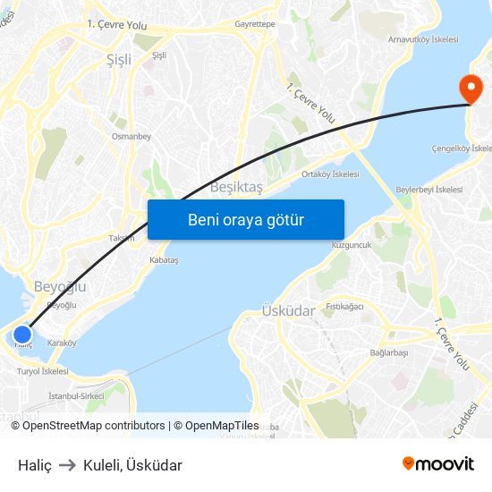 Haliç to Kuleli, Üsküdar map