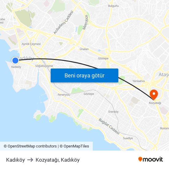 Kadıköy to Kozyatağı, Kadıköy map