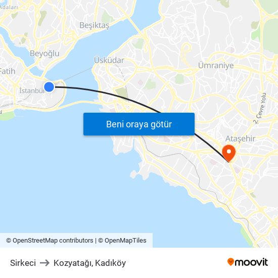 Sirkeci to Kozyatağı, Kadıköy map