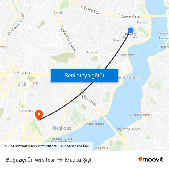 Boğaziçi Üniversitesi to Maçka, Şişli map