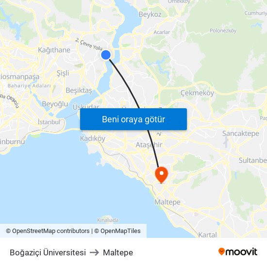 Boğaziçi Üniversitesi to Maltepe map