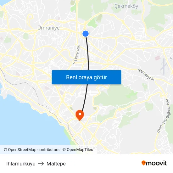 Ihlamurkuyu to Maltepe map