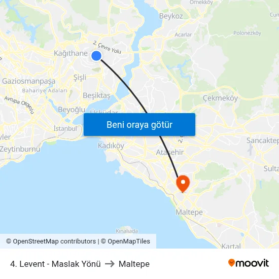 4. Levent - Maslak Yönü to Maltepe map
