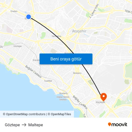 Göztepe to Maltepe map