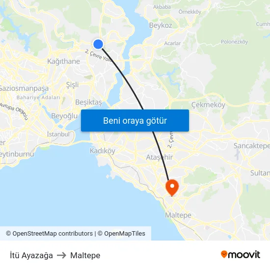 İtü Ayazağa to Maltepe map