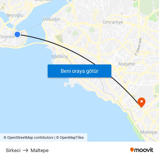 Sirkeci to Maltepe map